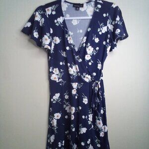 Fortune & Ivy Dress Women S Short Sleeve Crossover Floral Feminine Blue